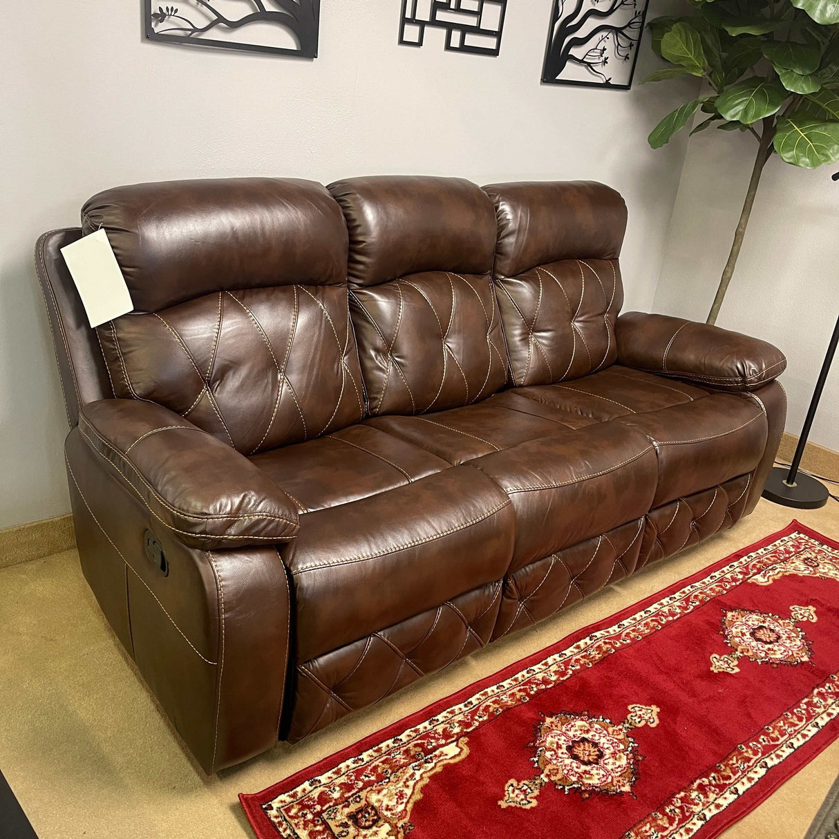 Zera Brown Airleather Manual Reclining Living Room Set / 2pc - Ornate Home