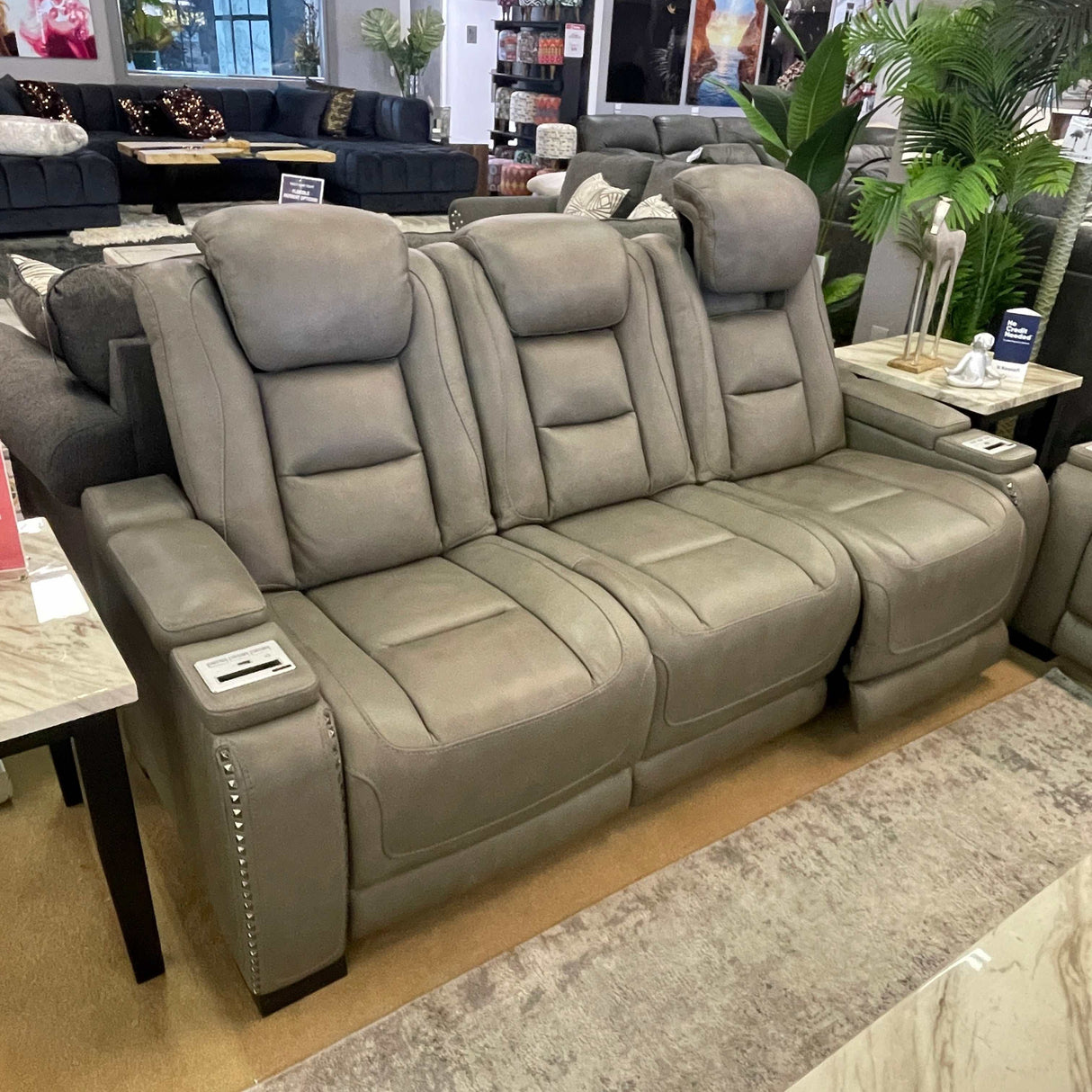 The Man-Den Gray Power Reclining Sofa & Loveseat - Ornate Home