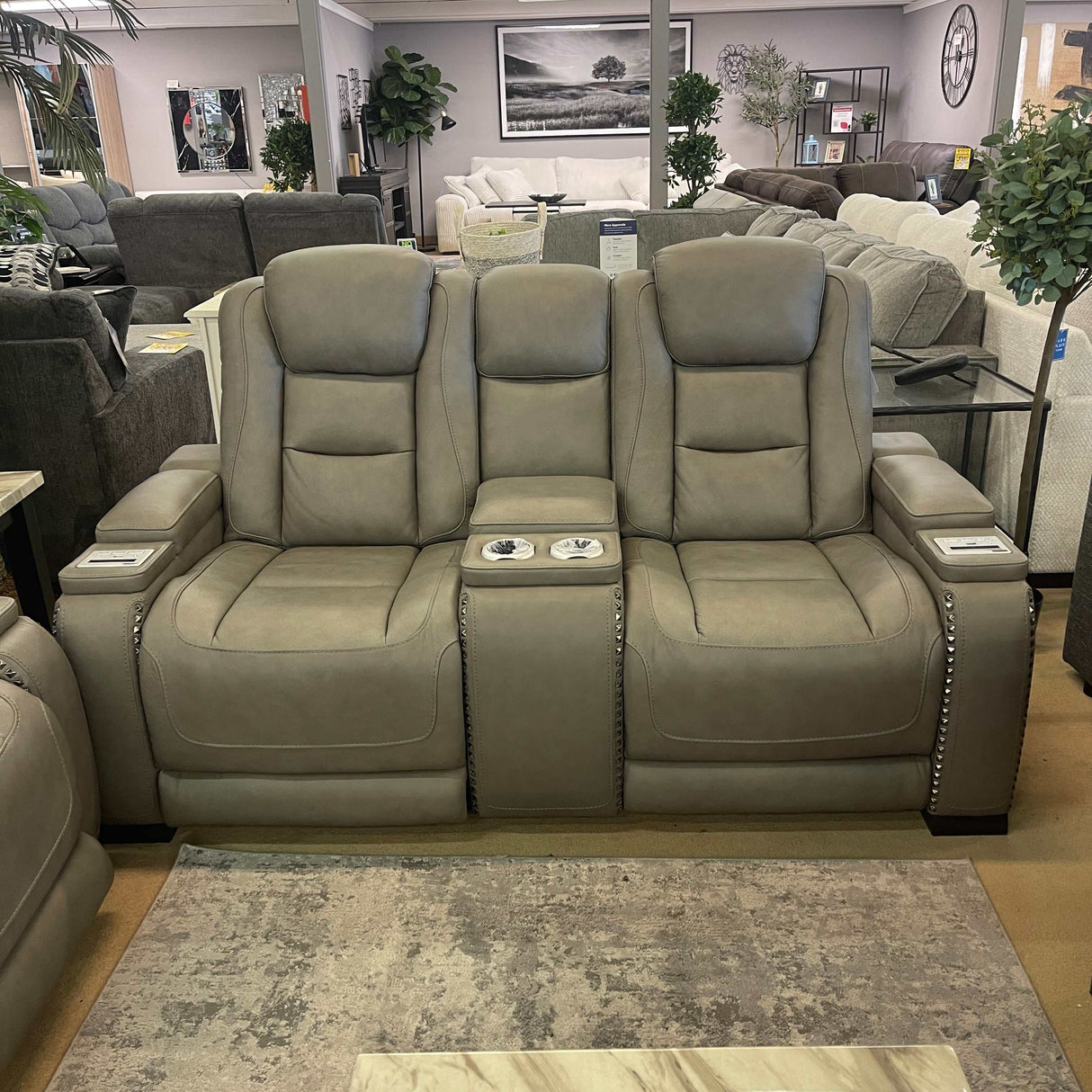 The Man-Den Gray Power Reclining Sofa & Loveseat - Ornate Home