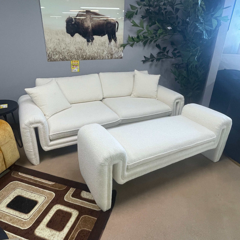 Ventura Ivory Boucle Uph. Designer Living Room Set