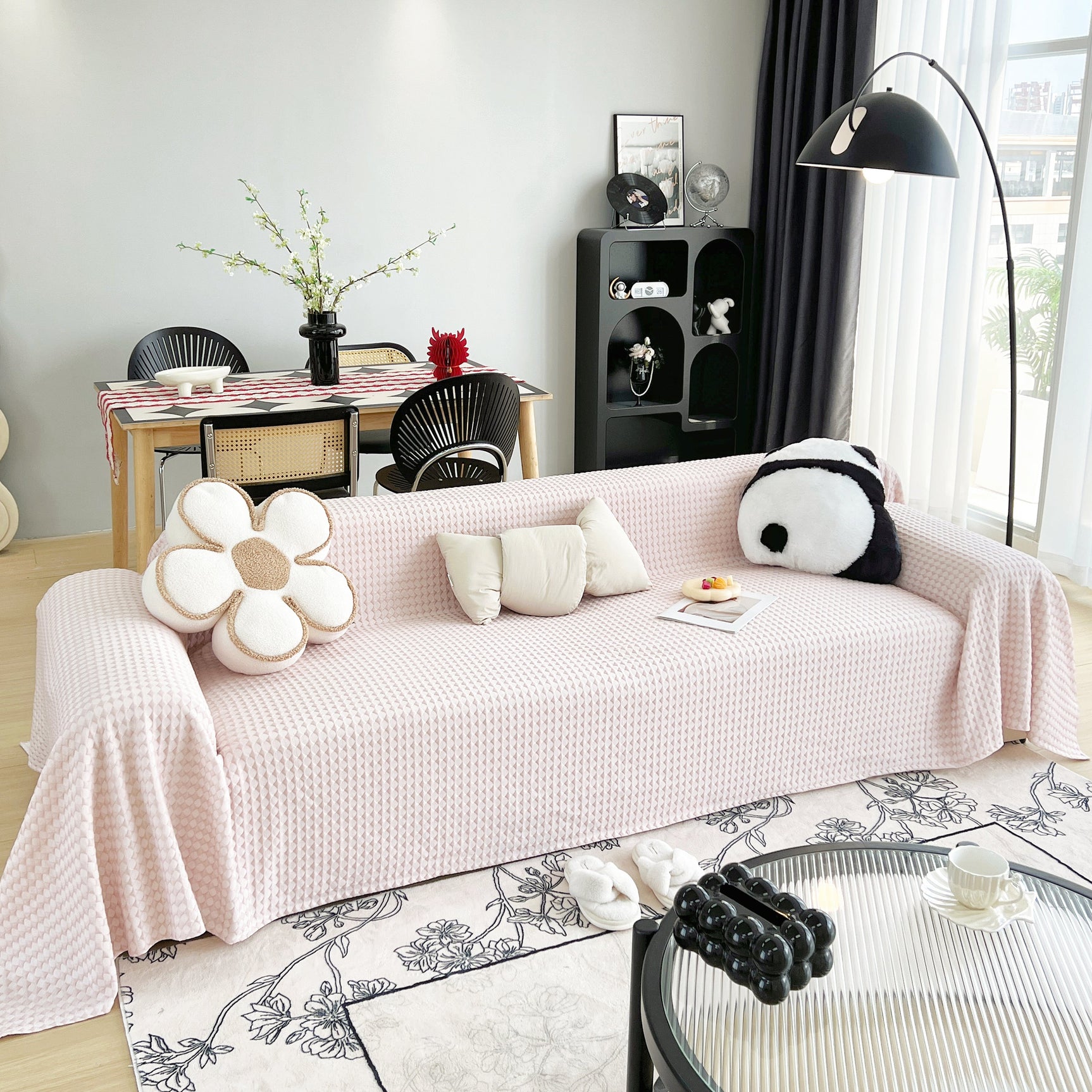 Cooling Textured Sofa Cover Washable Soft Couch Throw Blanket for Summer & Pets