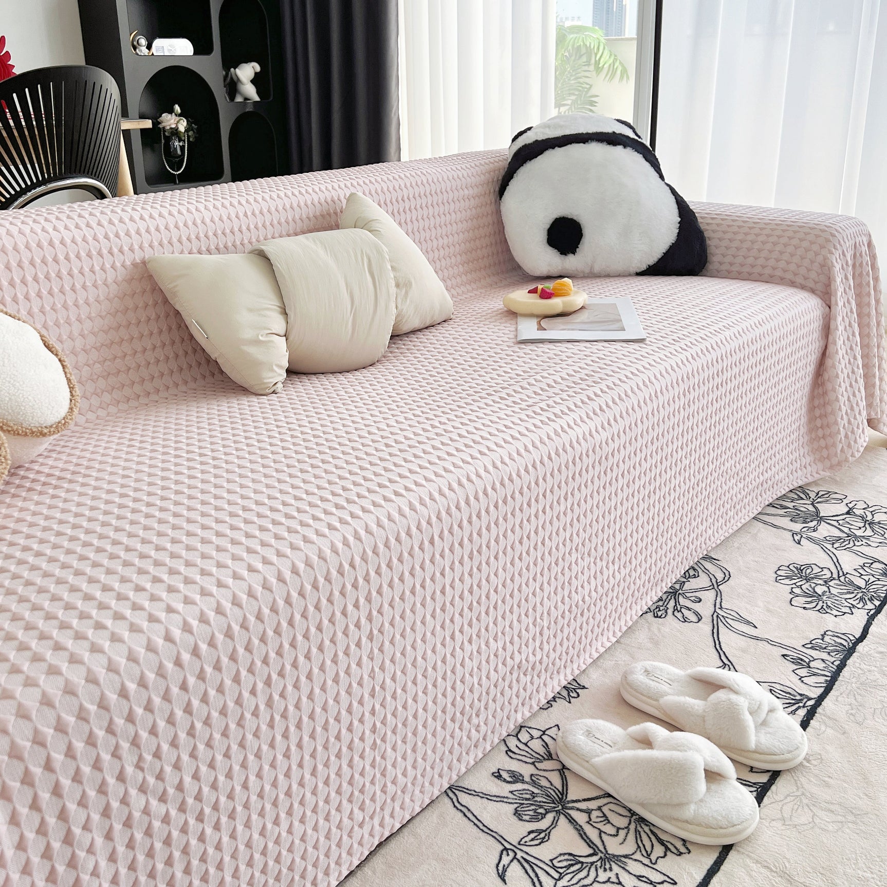 Cooling Textured Sofa Cover Washable Soft Couch Throw Blanket for Summer & Pets