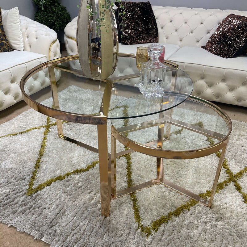 Issana Clear & Gold Nesting Table (Set of 2)