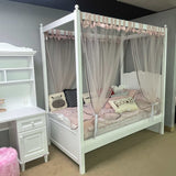 Lora White Canopy Teen Bed with Pink Mosquito Net Set - Ornate Home