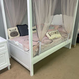 Lora White Canopy Teen Bed with Pink Mosquito Net Set - Ornate Home