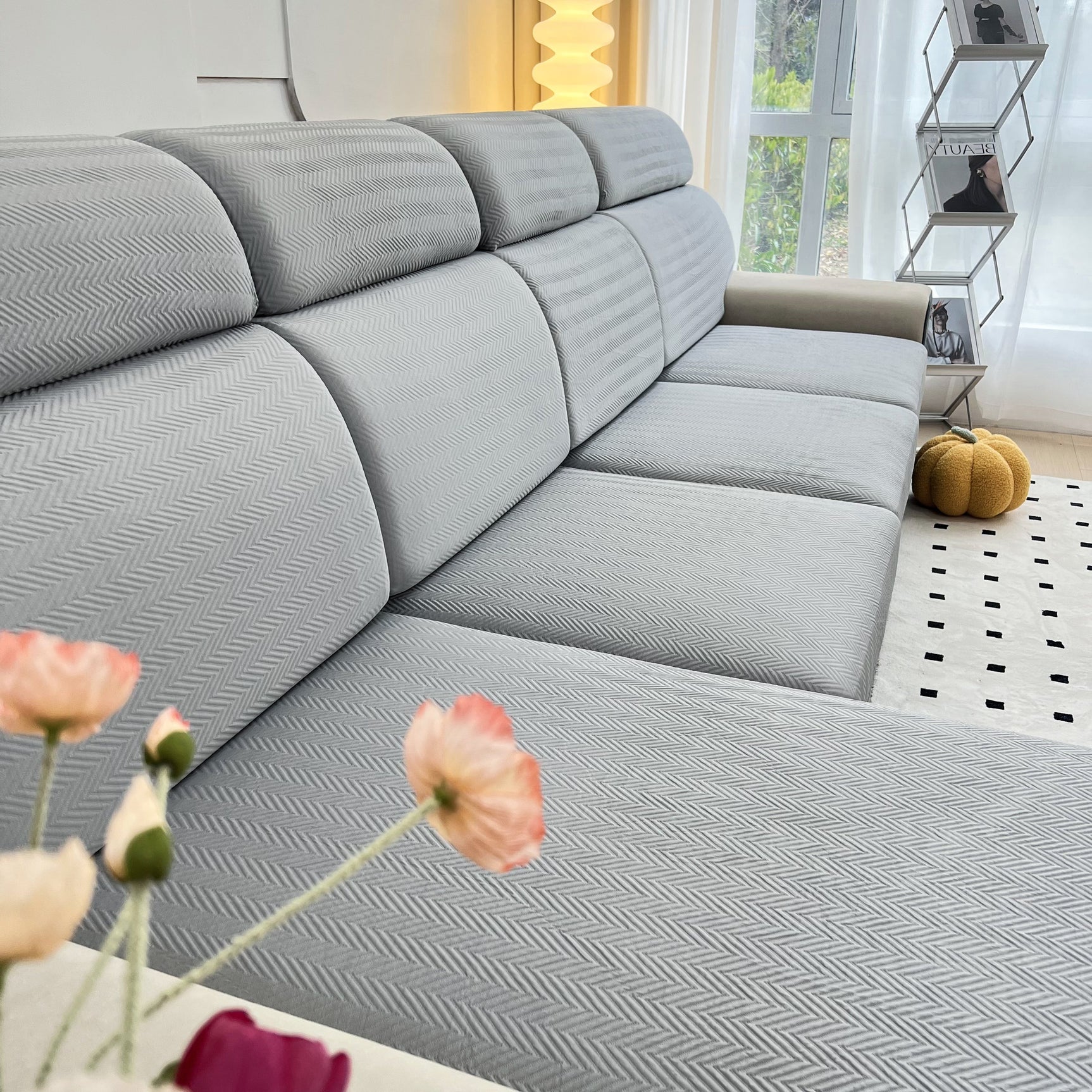 Cooling Stretchy Replacement Couch Cushion Covers for Sectional, Individual Couch Seat Cushion Covers