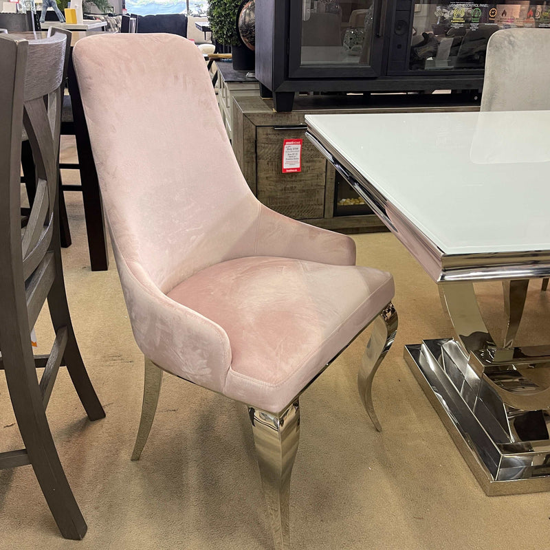 Antoine Pink Velvet & Chrome Side Chairs (Set of 2) - Ornate Home