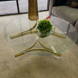 Janessa Clear & Matte Brass Coffee Table w/ Acrylic Legs - Ornate Home