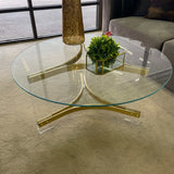 Janessa Clear & Matte Brass Coffee Table w/ Acrylic Legs - Ornate Home