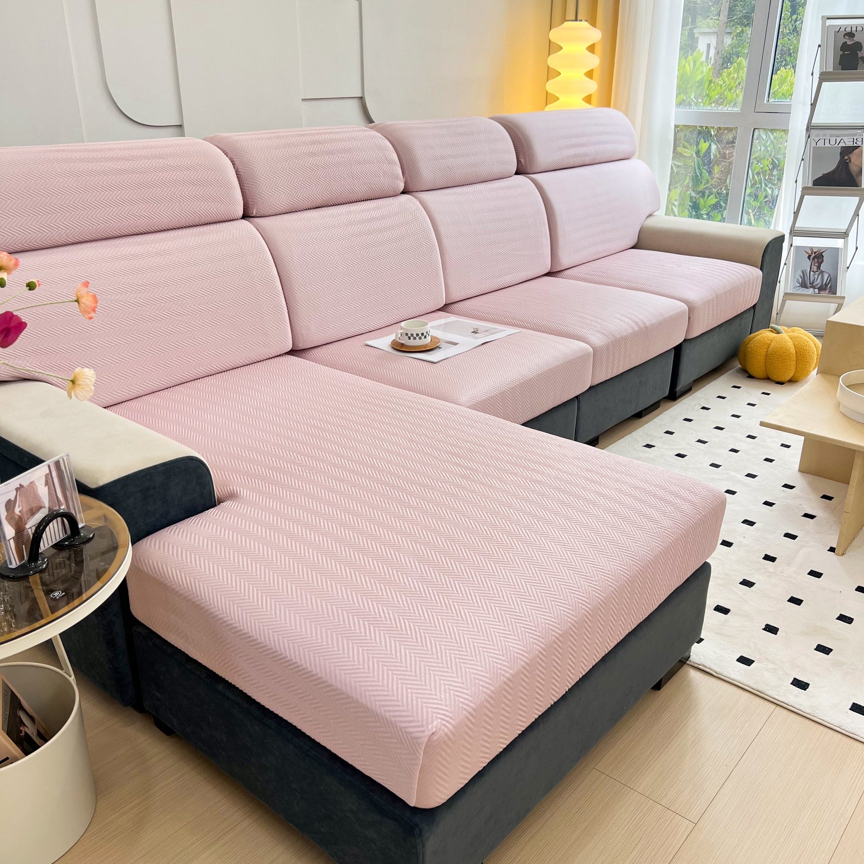 Cooling Stretchy Replacement Couch Cushion Covers for Sectional, Individual Couch Seat Cushion Covers