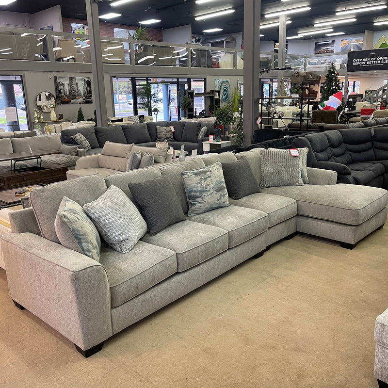 Ardsley Pewter 3pc RAF Chaise Sectional