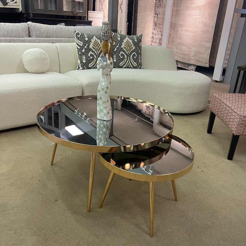 Kaelyn Mirror & Gold Nesting Coffee Table / 2pc - Ornate Home