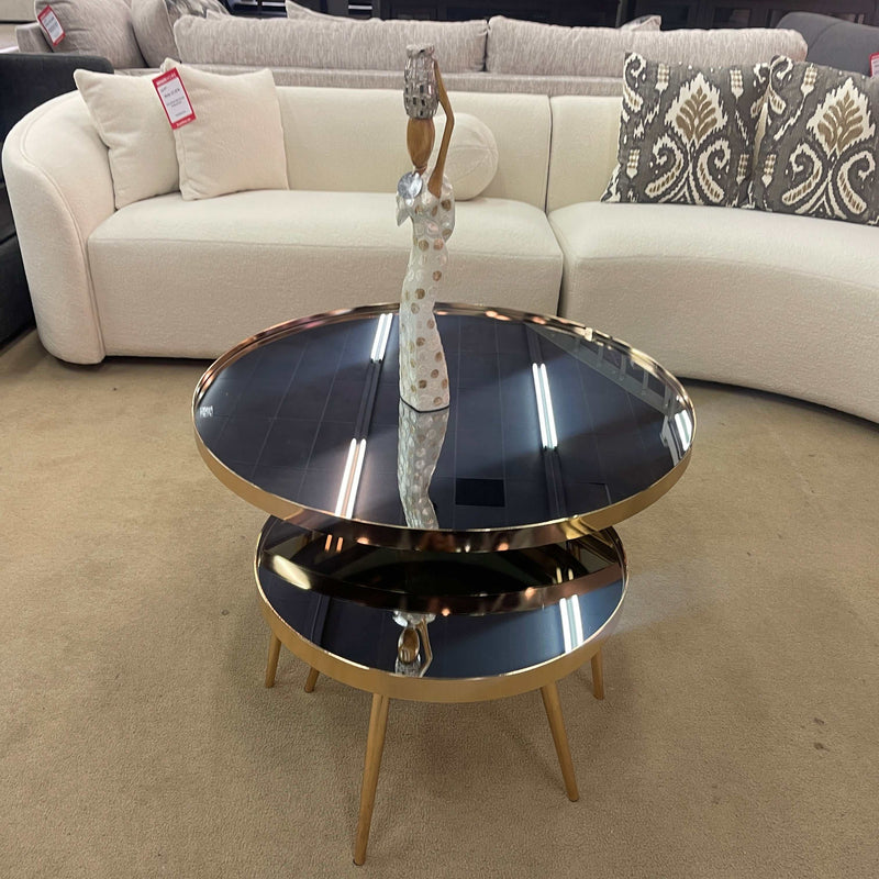 Kaelyn Mirror & Gold Nesting Coffee Table / 2pc - Ornate Home