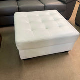 Donlen White Faux Leather Oversized Accent Ottoman - Ornate Home