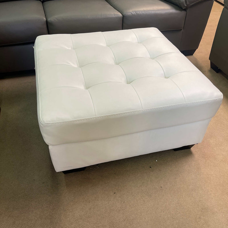 Donlen White Faux Leather Oversized Accent Ottoman - Ornate Home