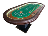INO Design 96" Premium 10 Player Oval Brown & Green Speed Cloth Texas Holdem Casino Poker Table with Dimmable LED - Ornate Home
