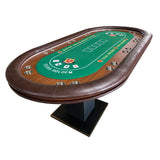 INO Design 96" Premium 10 Player Oval Brown & Green Speed Cloth Texas Holdem Casino Poker Table with Dimmable LED - Ornate Home