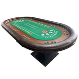 INO Design 96" Premium 10 Player Oval Brown & Green Speed Cloth Texas Holdem Casino Poker Table with Dimmable LED - Ornate Home