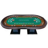 INO Design 96" Premium 10 Player Oval Brown & Green Speed Cloth Texas Holdem Casino Poker Table with Dimmable LED - Ornate Home