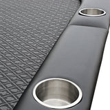 INO Design 96inch Oval Poker Table Detachable Armrest Chip Tray Black Speed Cloth Surface Stainless Steel Pedestal Base - Ornate Home