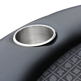 INO Design 96inch Oval Poker Table Detachable Armrest Chip Tray Black Speed Cloth Surface Stainless Steel Pedestal Base - Ornate Home