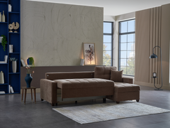 IVY 102" Brown Reversible Chase Queen Sleeper Sectional - Ornate Home
