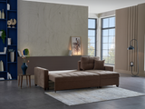 IVY 102" Brown Reversible Chase Queen Sleeper Sectional - Ornate Home