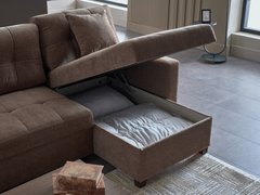 IVY 102" Brown Reversible Chase Queen Sleeper Sectional - Ornate Home