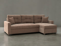 IVY 102" Brown Reversible Chase Queen Sleeper Sectional - Ornate Home