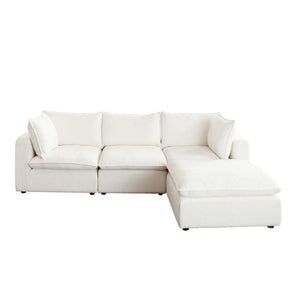 Ivy White Faux Shearling Reversible 4-Pc Sectional - Ornate Home