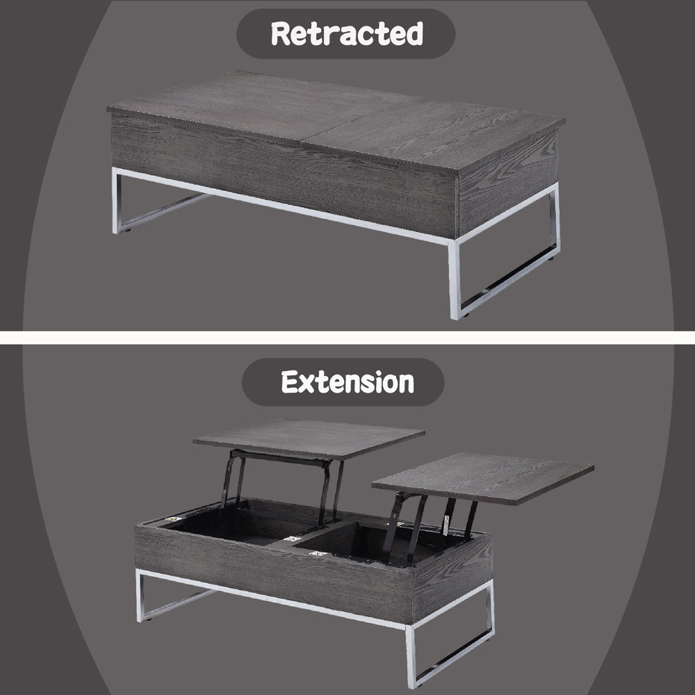Iban Gray Oak & Chrome Coffee Table - Ornate Home