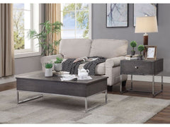 Iban Gray Oak & Chrome Coffee Table - Ornate Home