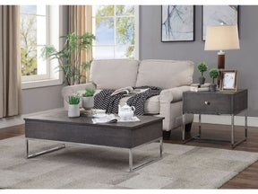 Iban Gray Oak & Chrome Coffee Table - Ornate Home