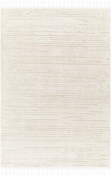 Ibarra Textured Ivory High/Low Pile Rug with Tassels - Ornate Home