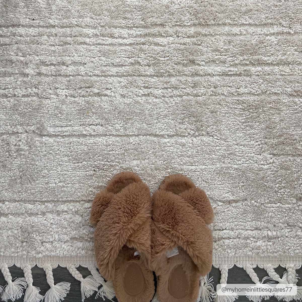 Ibarra Textured Ivory High/Low Pile Rug with Tassels - Ornate Home