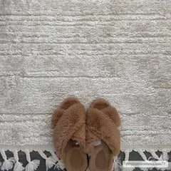 Ibarra Textured Ivory High/Low Pile Rug with Tassels - Ornate Home
