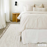 Ibarra Textured Ivory High/Low Pile Rug with Tassels - Ornate Home