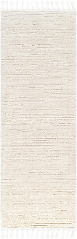 Ibarra Textured Ivory High/Low Pile Rug with Tassels - Ornate Home