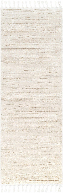 Ibarra Textured Ivory High/Low Pile Rug with Tassels - Ornate Home