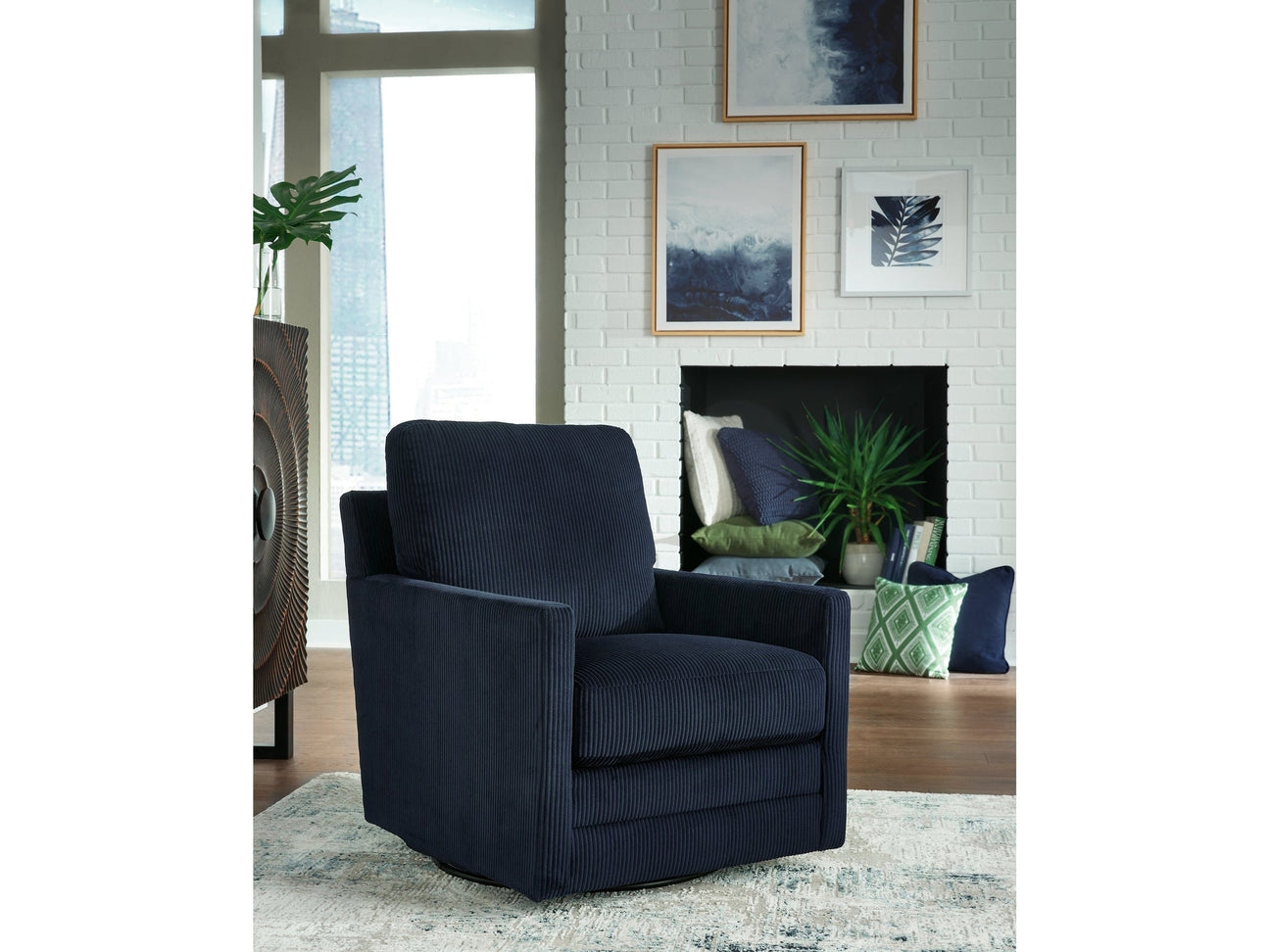 Icaman Navy Swivel Chair (Online Special Price) - Ornate Home