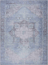 Ice Blue Flat Pile Washable Rug - Clearance - Ornate Home