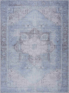 Ice Blue Flat Pile Washable Rug - Clearance - Ornate Home