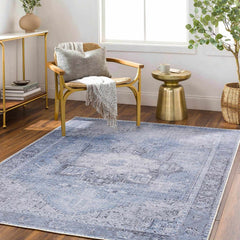 Ice Blue Flat Pile Washable Rug - Clearance - Ornate Home