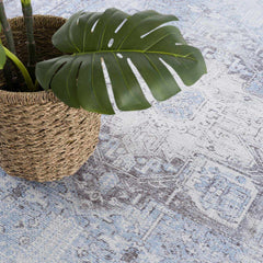 Ice Blue Flat Pile Washable Rug - Clearance - Ornate Home