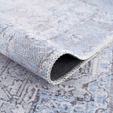 Ice Blue Flat Pile Washable Rug - Clearance - Ornate Home