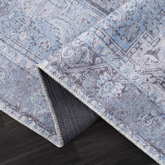 Ice Blue Flat Pile Washable Rug - Clearance - Ornate Home