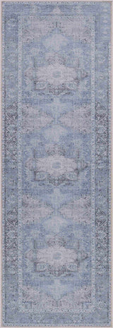 Ice Blue Flat Pile Washable Rug - Clearance - Ornate Home