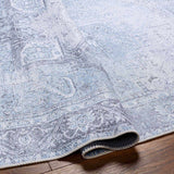 Ice Blue Flat Pile Washable Rug - Clearance - Ornate Home