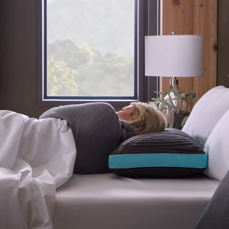 Ice Cloud + Omniphase Black/Blue Queen High Loft Pillow - Ornate Home