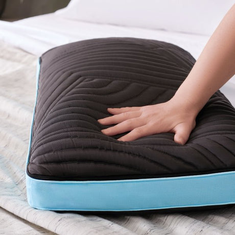 Ice Cloud + Omniphase Black/Blue Queen Mid Loft Pillow - Ornate Home